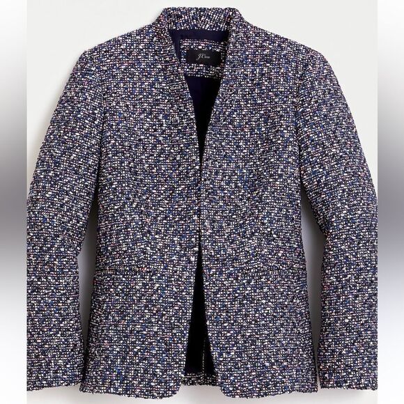 J. Crew Jackets & Blazers - J Crew Going Out Blazer In Navy Blue/Pink Confetti Tweed Women’s 4